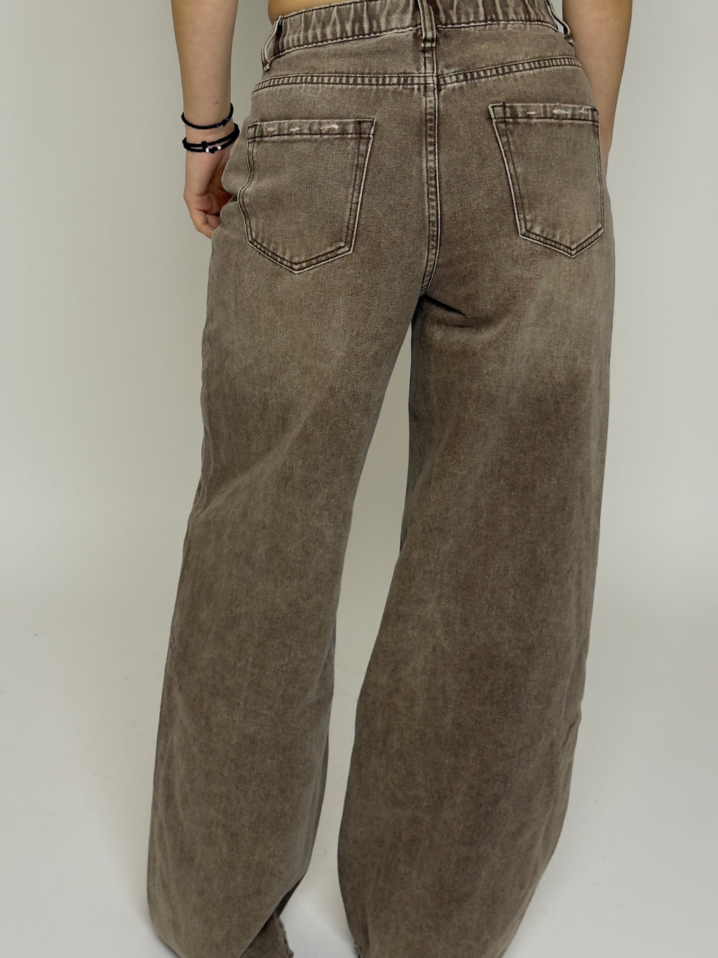 Καφέ τζιν παντελόνι wide leg
