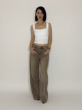 Καφέ τζιν παντελόνι wide leg