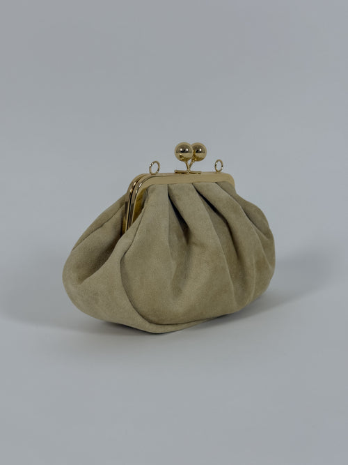 Clutch τσάντα suede με χρυσό κούμπωμα