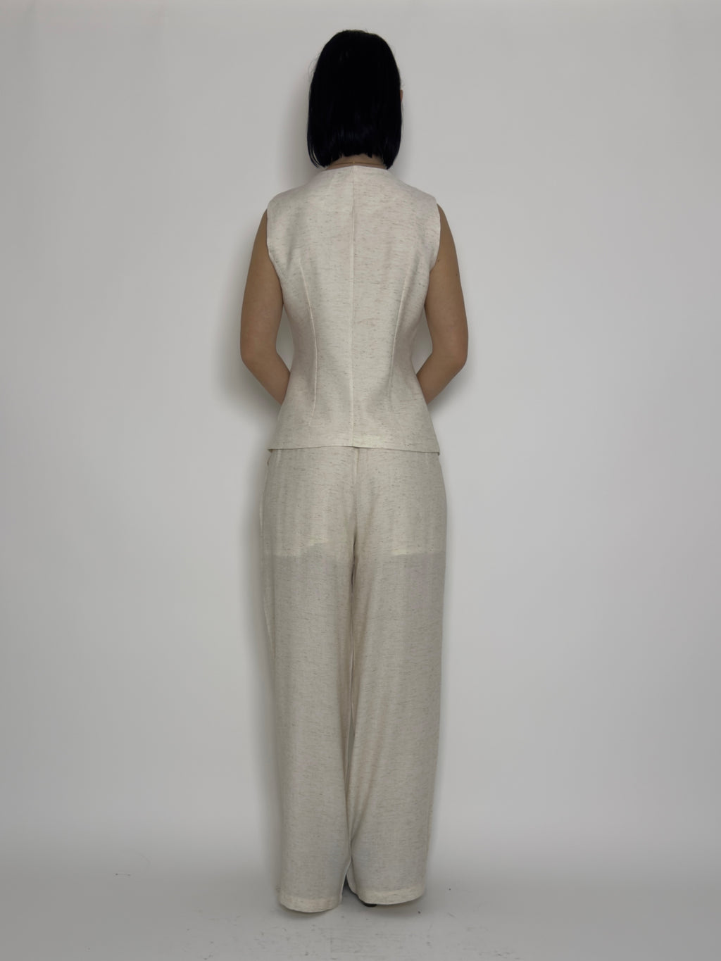Σετ με Αμάνικο Γιλέκο & Wide Leg Παντελόνα
