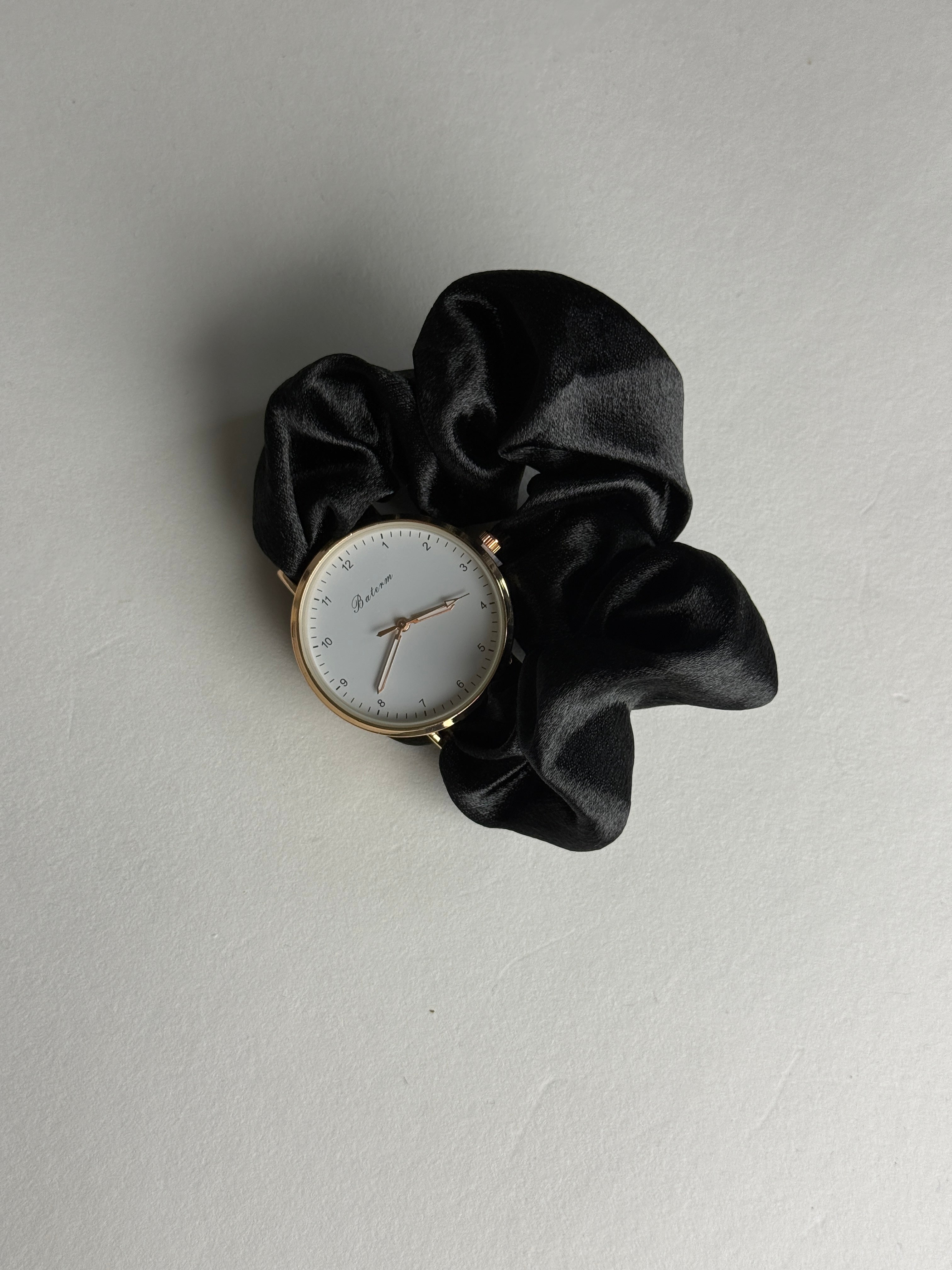 Ρολόι σατέν scrunchie μαύρο