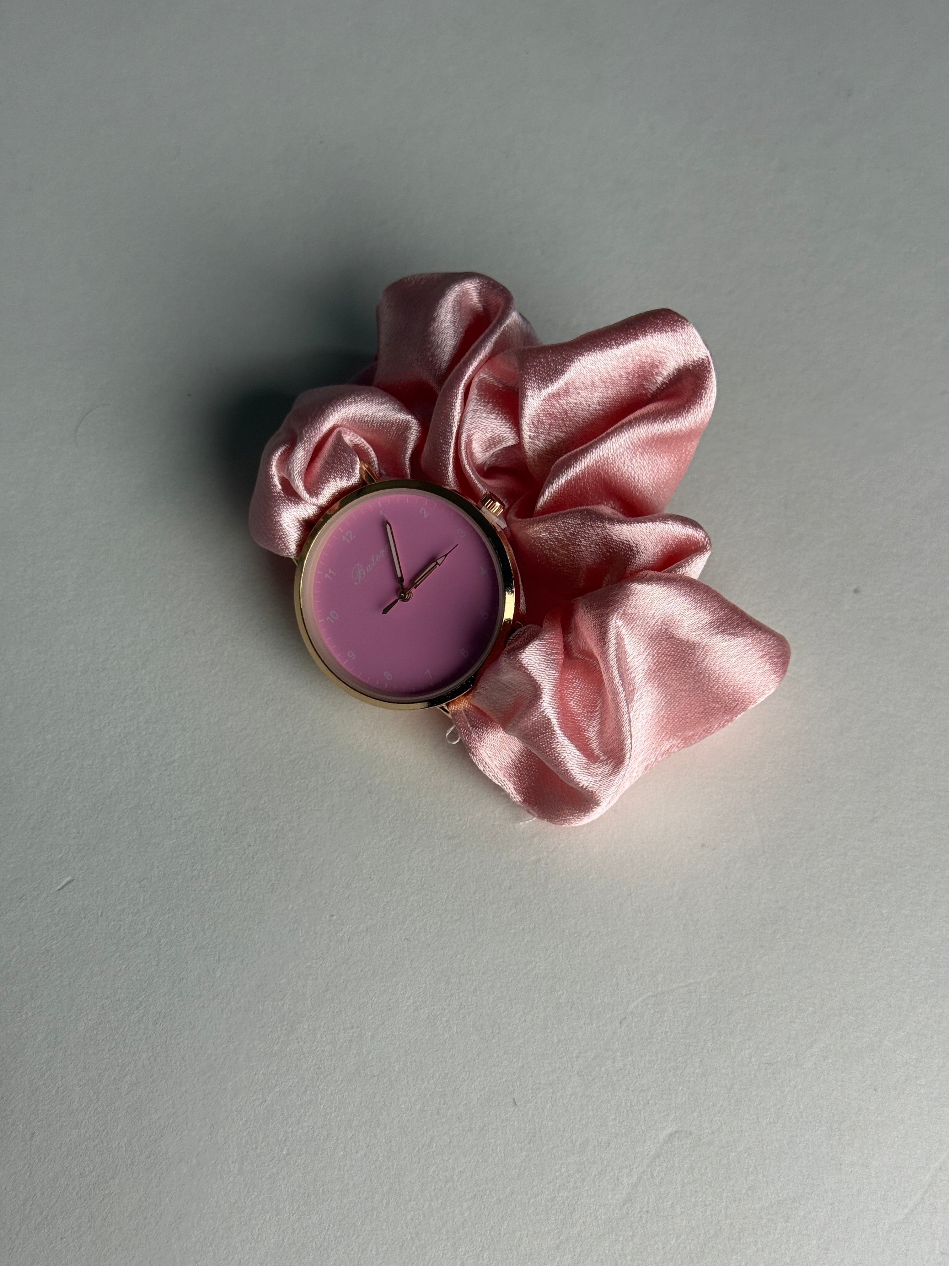 Ρολόι σατέν scrunchie ροζ